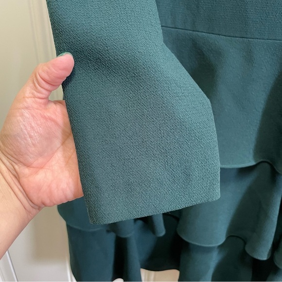 Eliza J Forest Green for and flare ruffle 3/4 sleeve dress 16/ 14 - Picture 8 of 11